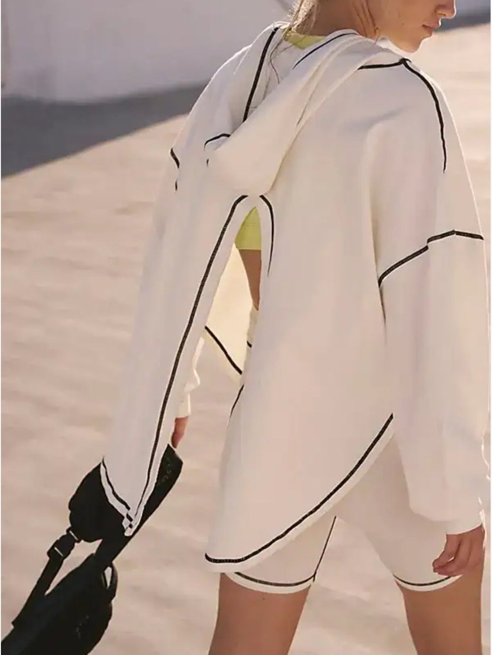 FP Movement New Flow Long Sleeve Tee With Hood - Size Small - RT $128 White